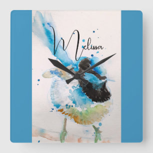 Blue Wren Watercolour Painting Australian Birds Square Wall Clock
