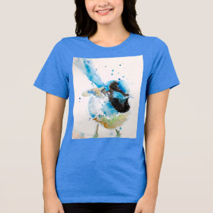 Blue Wren Watercolour Painting Australian Birds Tri-Blend Shirt