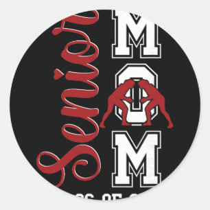 Blue Wrestling Wrestler Senior Mum Cl Of 2026 Grad Classic Round Sticker