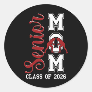 Blue Wrestling Wrestler Senior Mum Cl Of 2026 Grad Classic Round Sticker