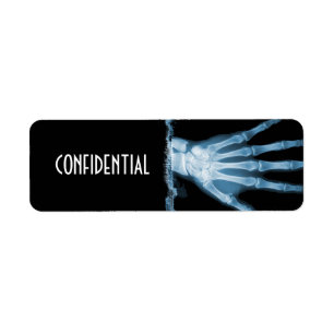 Blue X-ray Skeleton Hand CONFIDENTIAL Labels