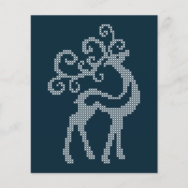 Blue xmas embroidery reindeer antlers seasonal (Front)