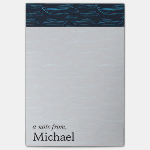 Blue Yacht Pattern   Add Your Name Post-it Notes