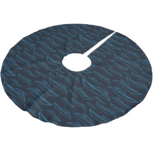 Blue Yacht Pattern Brushed Polyester Tree Skirt