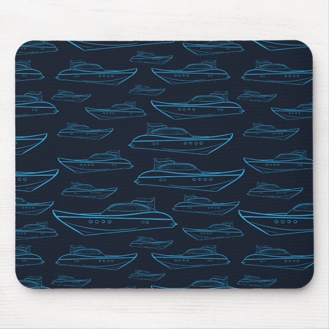 Blue Yacht Pattern Mouse Pad (Front)