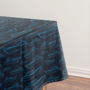 Blue Yacht Pattern Tablecloth