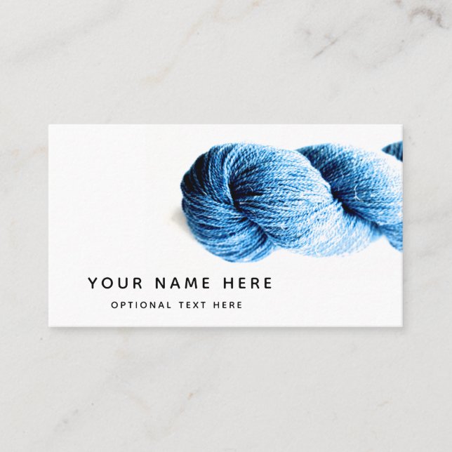 Blue Yarn Knitting Fibre Arts Modern Minimal Business Card (Front)