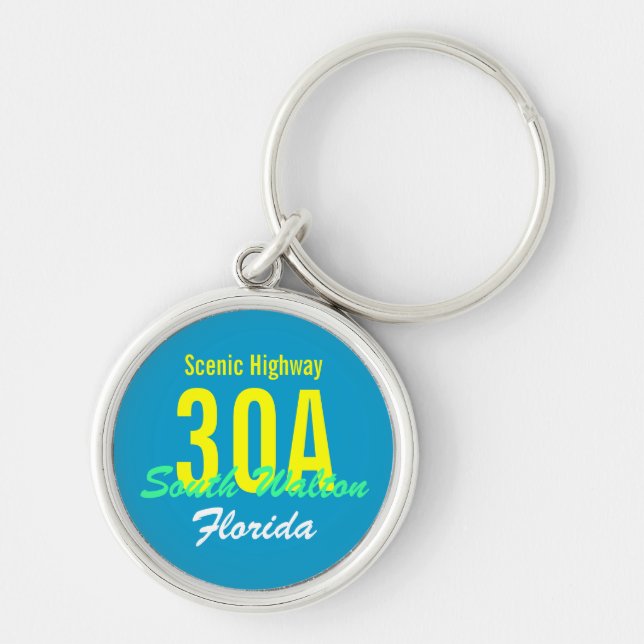 Blue & Yellow 30A South Walton Keychain (Front)