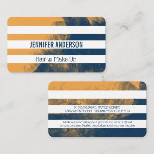 Blue Yellow Abstract Texture White Stripes Business Card