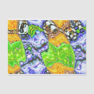 Blue, Yellow and Green Fluid Abstract Tissue Paper