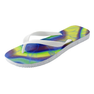 Blue Yellow and Green Tie-dye Thongs