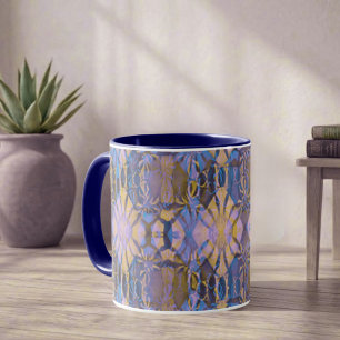 Blue, Yellow and Purple Batik Style Mug