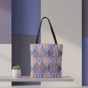 Blue, Yellow and Purple Batik Style Tote Bag