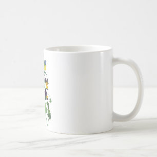 Blue Yellow and Purple Pansies By PJoseph Redoute Coffee Mug