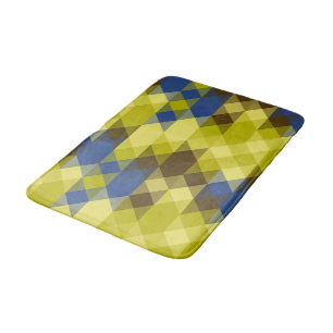 Blue Yellow and tan geometric Bath Mat
