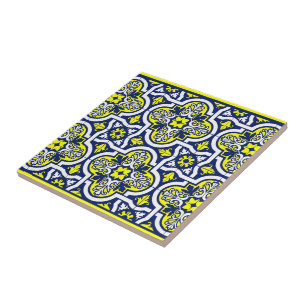 Blue , Yellow and White Beautiful Ceramic Tile