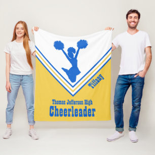 Blue Yellow and White Cheerleader Fleece Blanket
