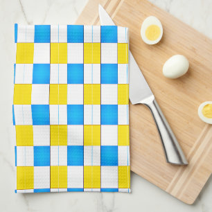 Blue Yellow and White Chequered Tea Towel
