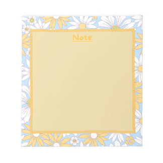 Blue , Yellow and White Floral Notepad