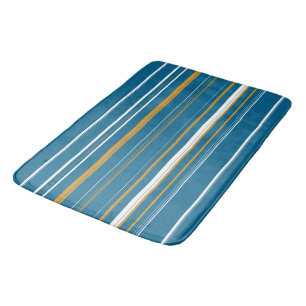 Blue Yellow and White Stripes Bath Mat