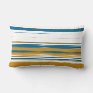 Blue Yellow and White Stripes Lumbar Cushion