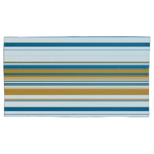 Blue Yellow and White Stripes Pillowcase
