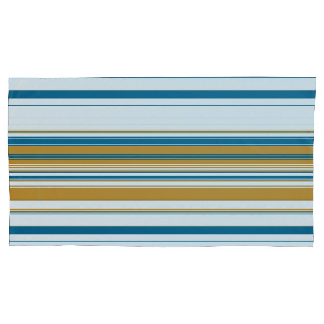Blue Yellow and White Stripes Pillowcase (Front)