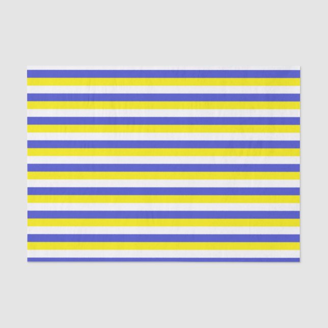 Blue, Yellow and White Stripes Tissue Paper (Front)