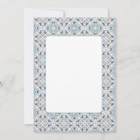 Blue, yellow and white tile border blank