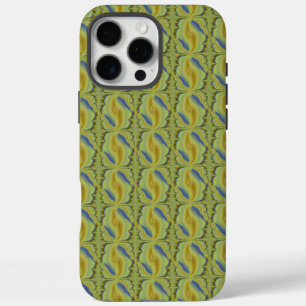 Blue Yellow Artdeco in Retro Style iPhone 16 Pro Max Case