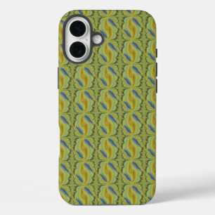 Blue Yellow Artdeco in Retro Style iPhone 16 Plus Case