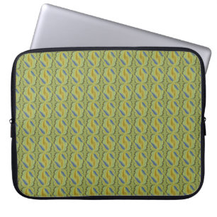 Blue Yellow Artdeco in Retro Style Laptop Sleeve