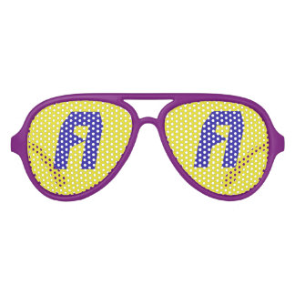 Blue Yellow Aviator Party Shades, Purple Sunglass Aviator Sunglasses