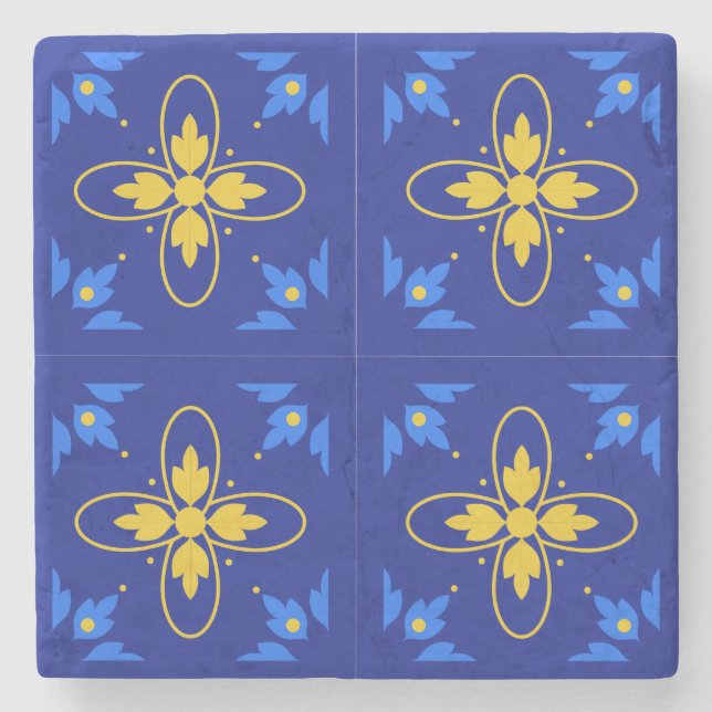 Blue & Yellow Azulejo (mini) Coaster  (Front)