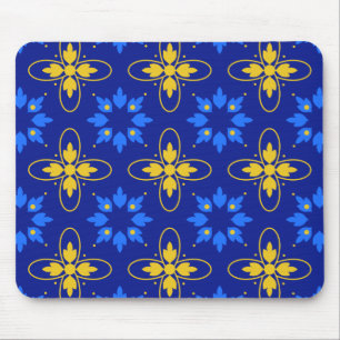Blue & Yellow Azulejo  Mouse Pad