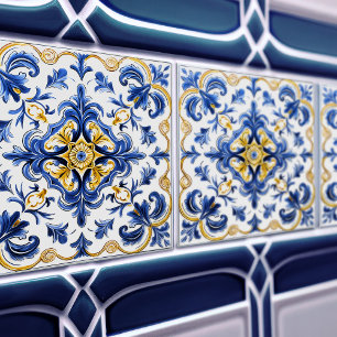 Blue & Yellow Azulejo Talavera Ceramic Tile
