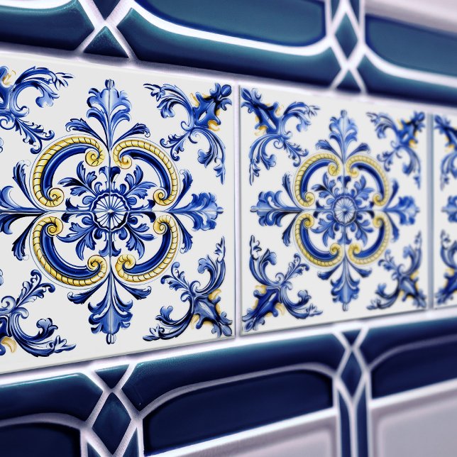 Blue & Yellow Azulejo Talavera Ceramic Tile (Creator Uploaded)