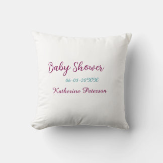 Blue yellow baby shower name date animal ear cute  cushion