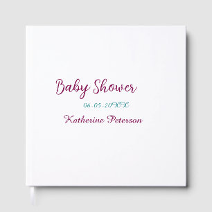 Blue yellow baby shower name date animal ear cute guest book