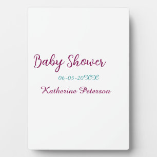 Blue yellow baby shower name date animal ear cute  plaque