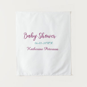 Blue yellow baby shower name date animal ear cute tapestry