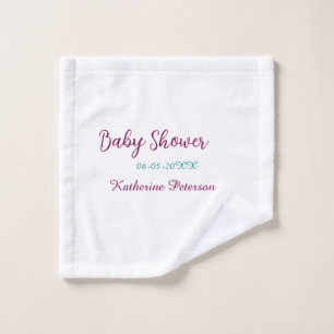 Blue yellow baby shower name date animal ear cute wash cloth