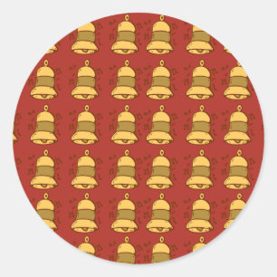 Blue Yellow Bell Christmas Sticker