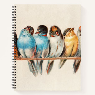 Blue & Yellow Birds Sitting Pretty Notebook