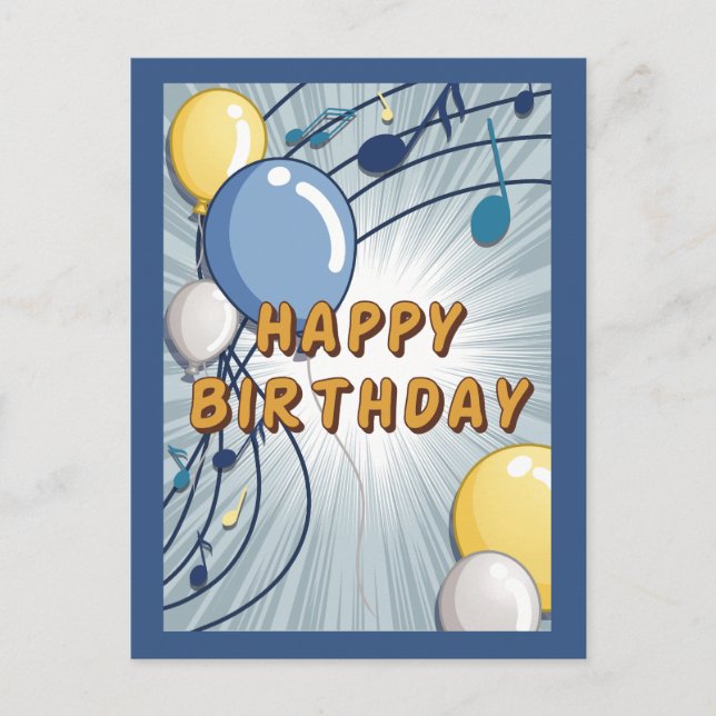 Blue & Yellow Birthday Card (Front)