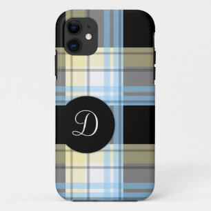Blue Yellow Black Plaid Monogram iPhone 5 Case