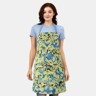 Blue Yellow Black Spotted Graphic Abstraction Apron
