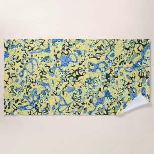Blue Yellow Black Spotted Graphic Abstraction Beach Towel
