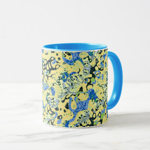 Blue Yellow Black Spotted Graphic Abstraction Mug