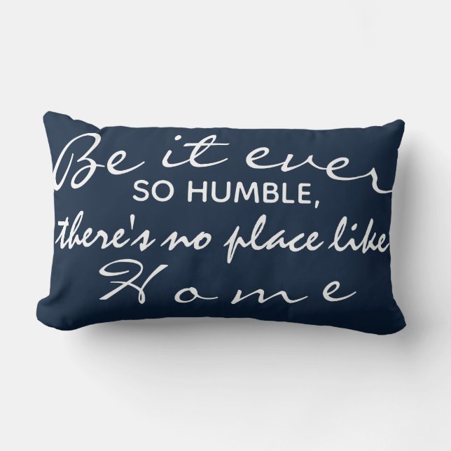 Blue Yellow Black White No Place Like Home Quote Lumbar Cushion (Front)